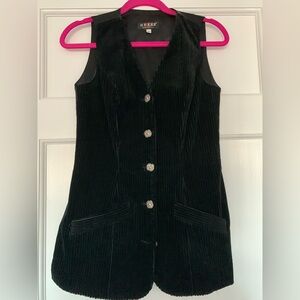 Women Retro Vintage 90s black corduroy vest